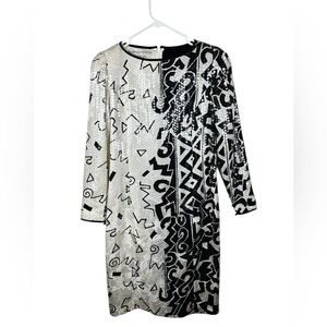 Anne Crimmins for Uni Collections Vintage  Black and White Sequin Dress